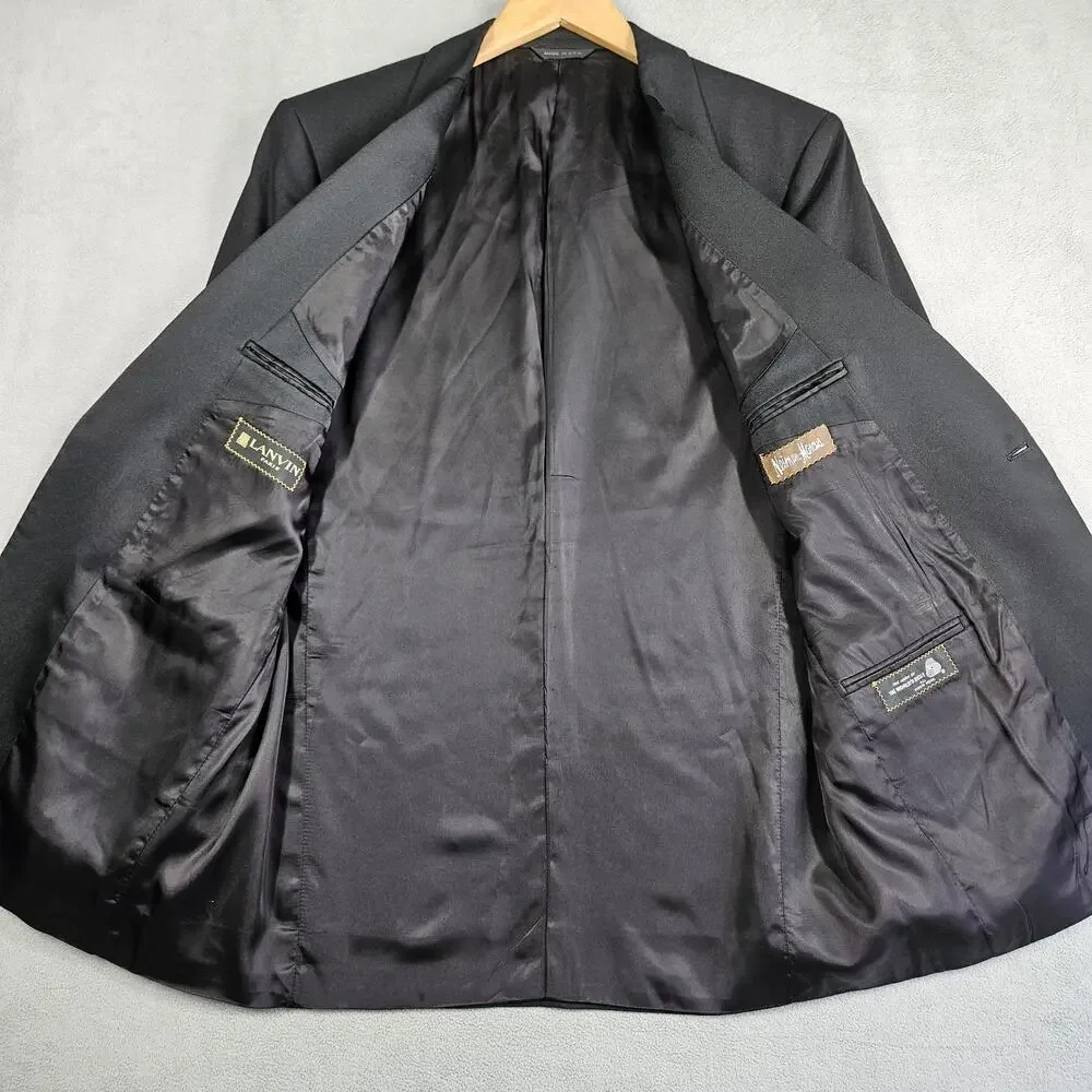 LANVIN Paris Tuxedo Blazer Mens 42R Black Wool Formal Wedding Jacket USA Prom